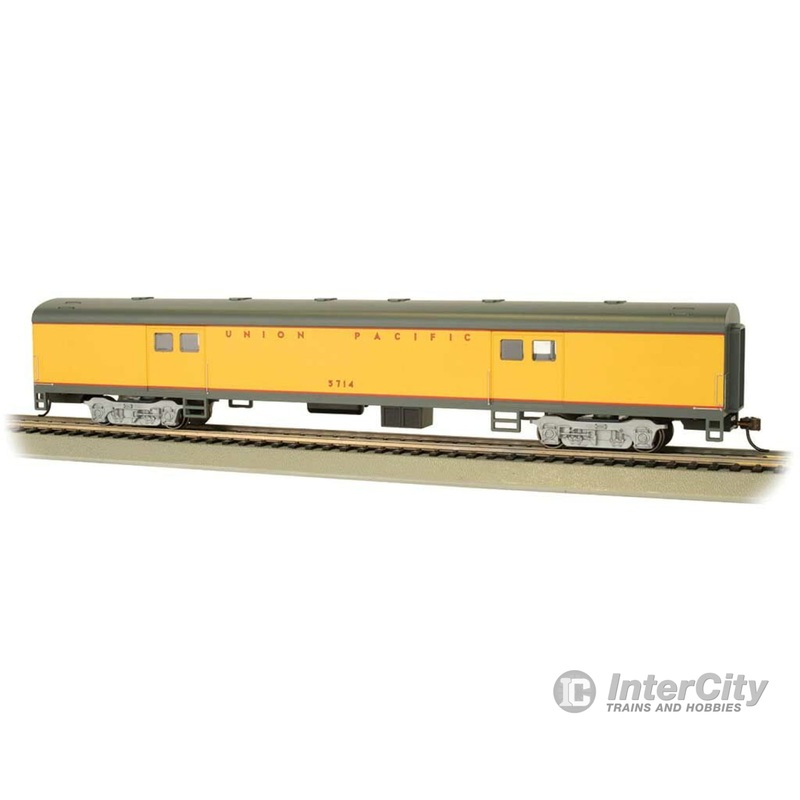 Bachmann 14403 72' Smooth-Side Baggage - Ready to Run -- Union Pacific #5714 (Armour Yellow, gray, red)
