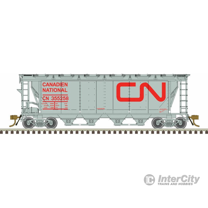 Atlas HO 20006362 Slab-Side Covered Hopper - Ready to Run - Master(R) -- Canadian National #355258 (12-Hatch; gray, red; Noodle Logo)