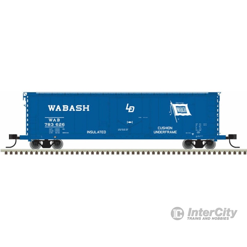 Atlas N 50004459 50' RBL Plug-Door Boxcar - Ready to Run - Master(R) -- Wabash 783609 (blue, white, Flag Logo)