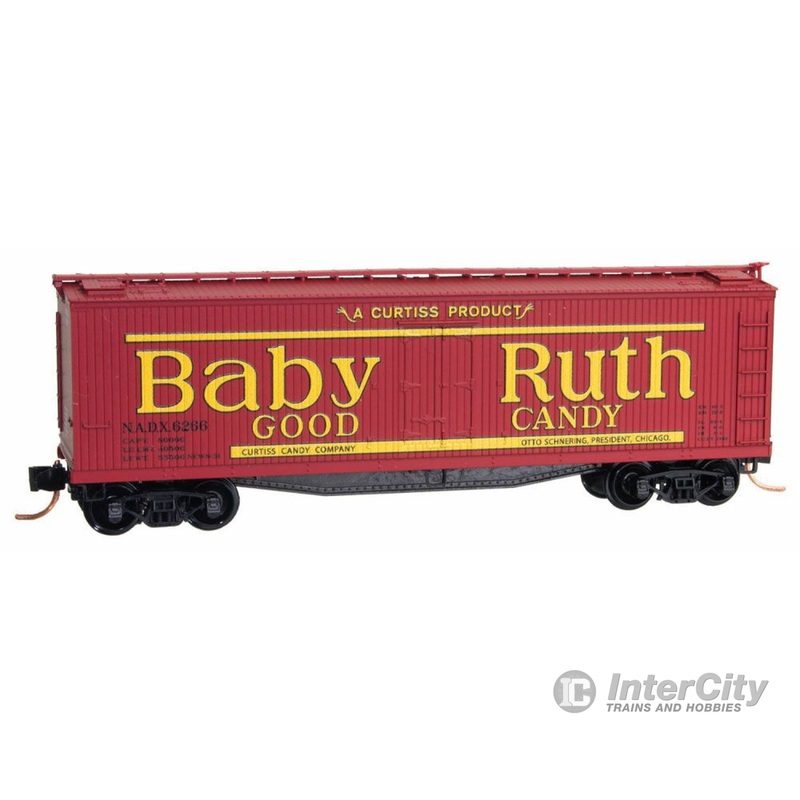 Micro Trains N 4900720 40' Double-Sheathed Wood Reefer w/Vertical Brake Wheel - Ready to Run -- Nestle Baby Ruth NADX #6266 (red, yellow, Billboard Lettering, #2 in Series)