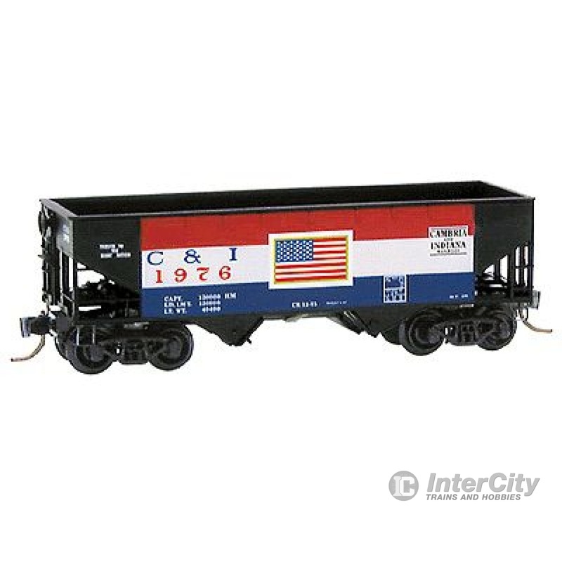 Micro Trains N 55430 33' Twin Bay Offset Side Hopper -- Cambria & Indiana #1976 (Bicentennial Scheme w/American Flag)