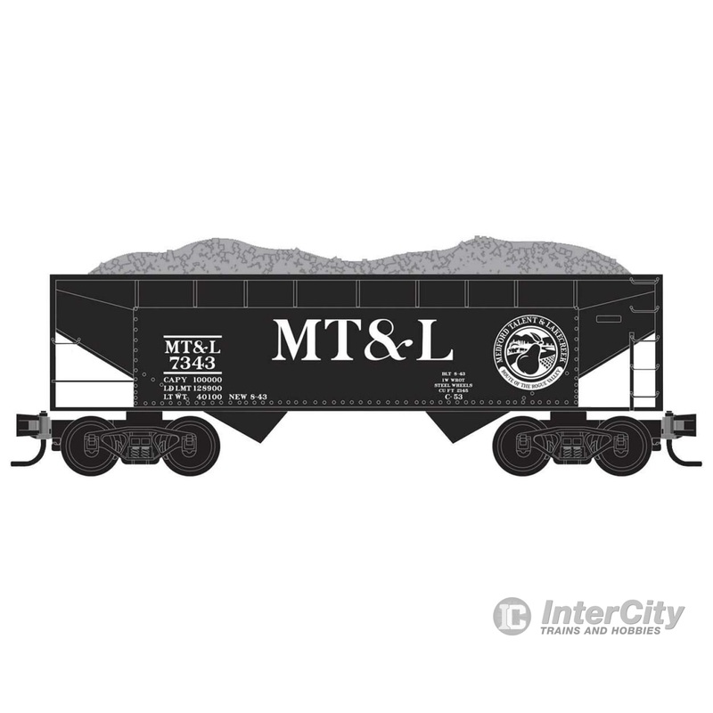 Micro Trains N 5550620 33' 2-Bay Offset-Side Hopper - Ready to Run -- Medford, Talent & Lakecreek #7343 (black, white)