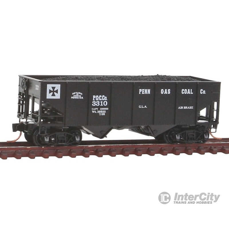 Micro Trains N 5600420 33' 2-Bay Rib Side Hopper w/Coal Load - Ready to Run -- Penn Gas Coal Co. #3310