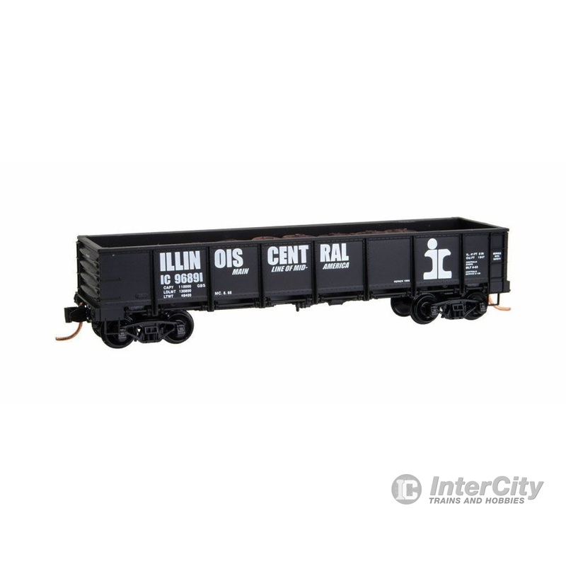 Micro Trains N 8300090 40' Drop-Bottom Gondola - Ready to Run -- Illinois Central #968915 (black, Large Lettering)