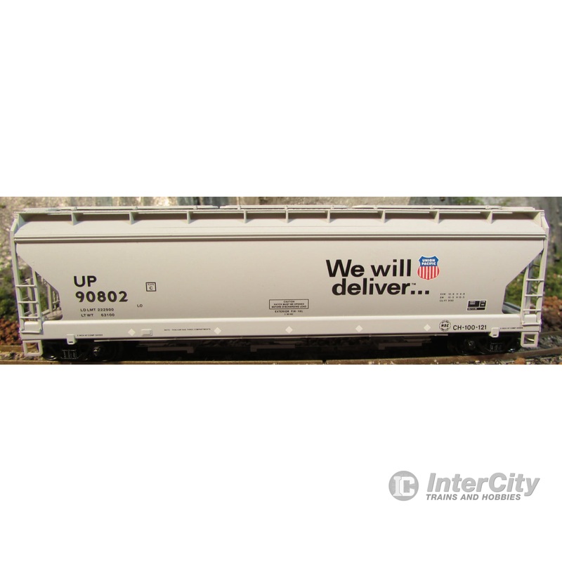 Micro Trains N 94120 3-Bay Center Flow Covered Hopper -- UP #90802 Gray w/black Lettering