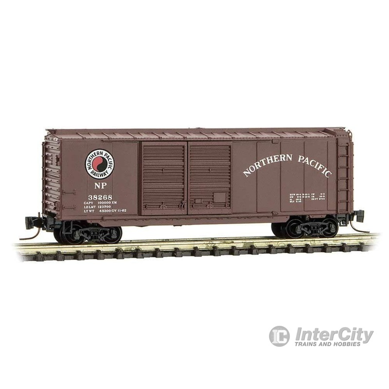 Micro Trains Z 50100281 40' Double-Door Boxcar - Ready to Run -- Northern Pacific 38268 (Boxcar Red, Medium Monad Logo)