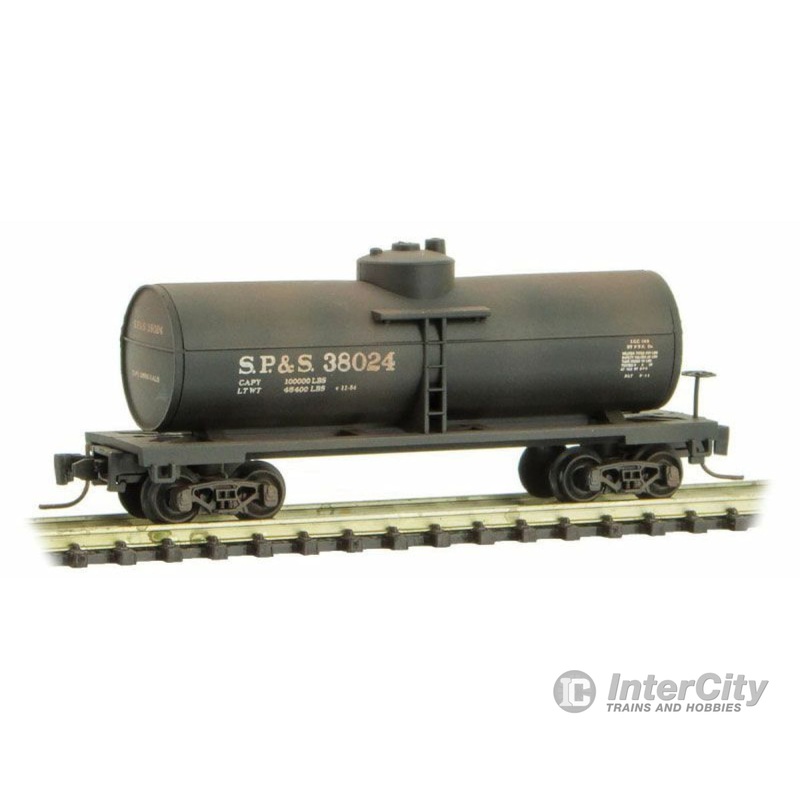 Micro Trains Z 53044450 39' Single-Dome Tank Car - Ready to Run -- Spokane, Portland & Seattle #38024 (Weathered, black)
