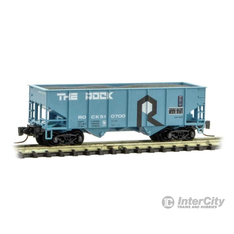 Micro Trains Z 53400091 33' 2-Bay Rib-Side Hopper - Ready to Run -- Rock Island 510700 (blue, black, white)