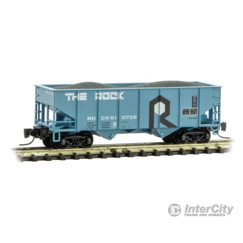 Micro Trains Z 53400092 33' 2-Bay Rib-Side Hopper - Ready to Run -- Rock Island 510739 (blue, black, white)