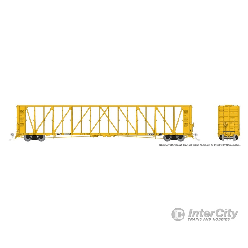 Rapido 174015 HO NSC Centerbeam Flatcar: Trailer Train (TTZX) - Late, Flush Deck: 6-Pack