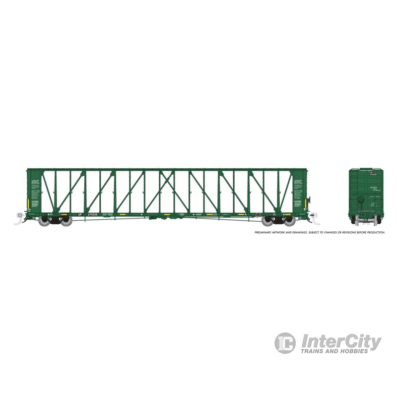 Rapido 174016A HO NSC Centerbeam Flatcar: Union Pacific - Green, Patchout: Single Car