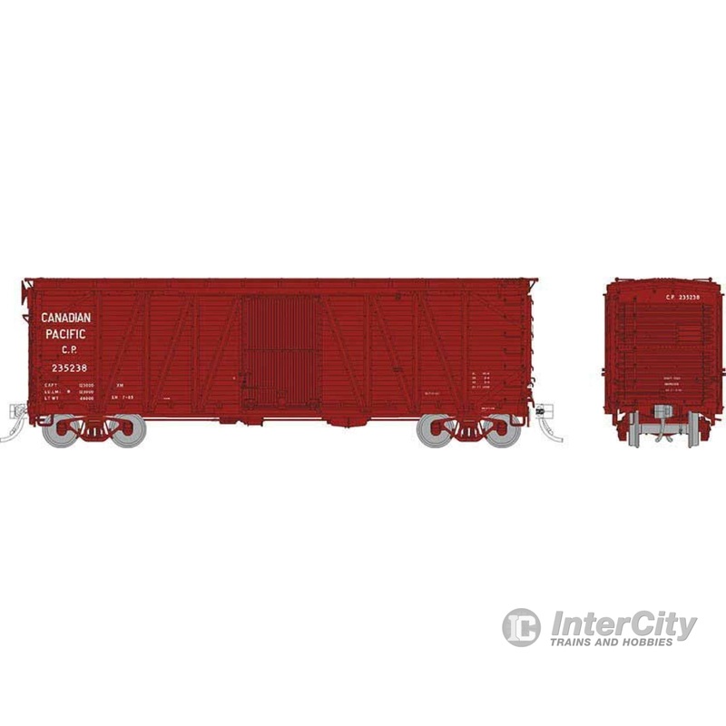 Rapido HO 142104A USRA Single-Sheathed Wood CPR Clone Boxcar - Ready to Run -- Canadian Pacific Set 2 (Boxcar Red, Late Post-1960 Lettering)