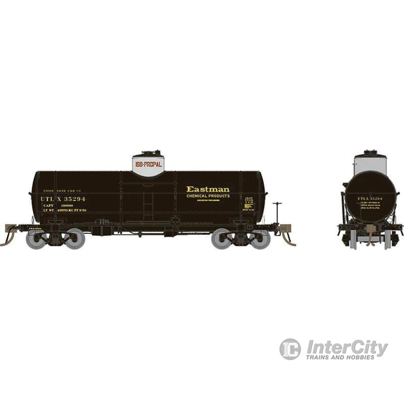 Rapido HO 159010A Union Tank Car 10,000-Gallon X-3 Tank Car - Ready to Run -- Eastman Chemical UTLX (black, gray, yellow)