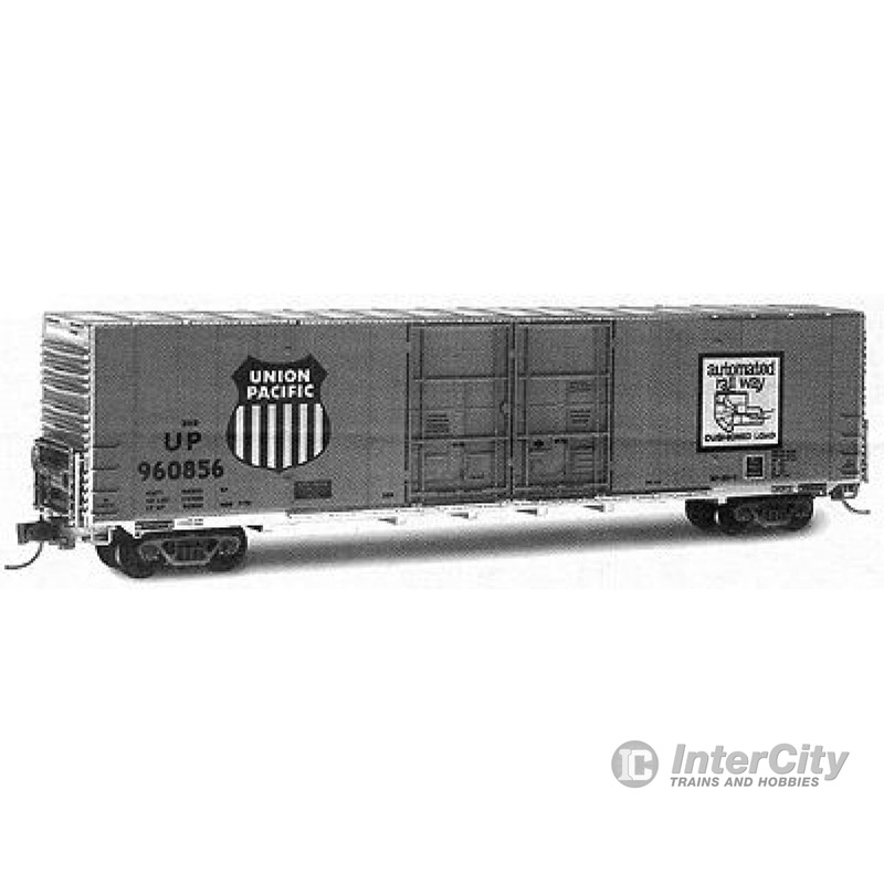Micro Trains N 102020 60' Excess Height Boxcar -- UP #960861 w/Double Plug Doors (aluminum roof & ends, yellow sides)