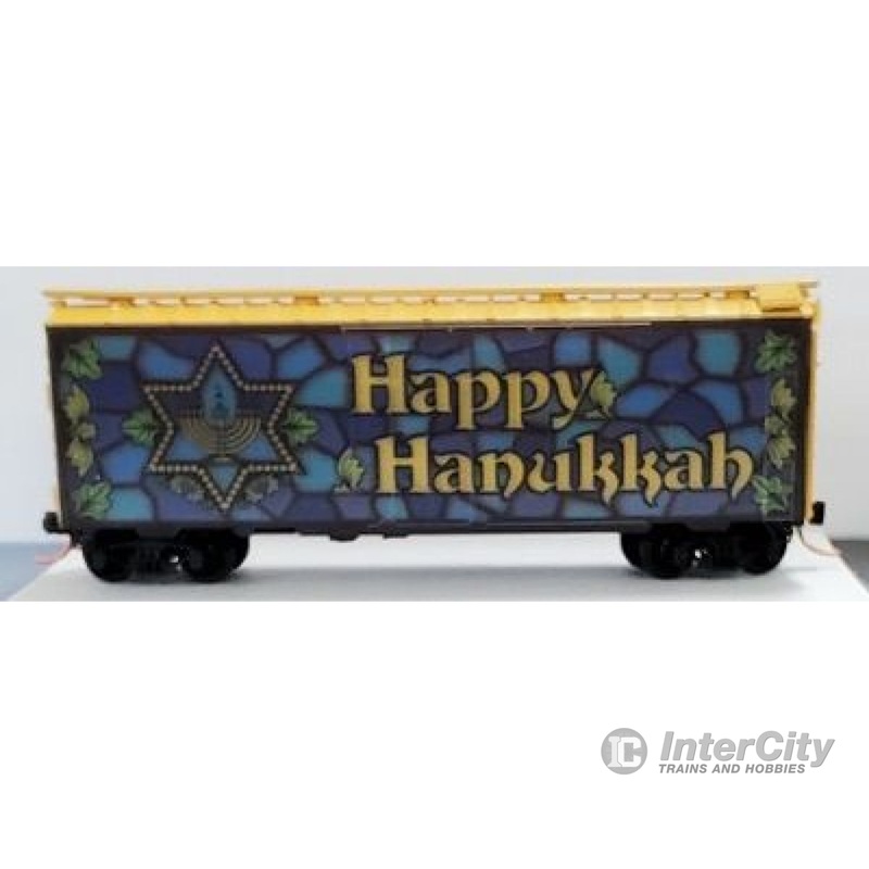 Micro Trains N 2100540 40' Plug-Door Boxcar - Ready to Run -- Hanukkah Car (blue, gold)