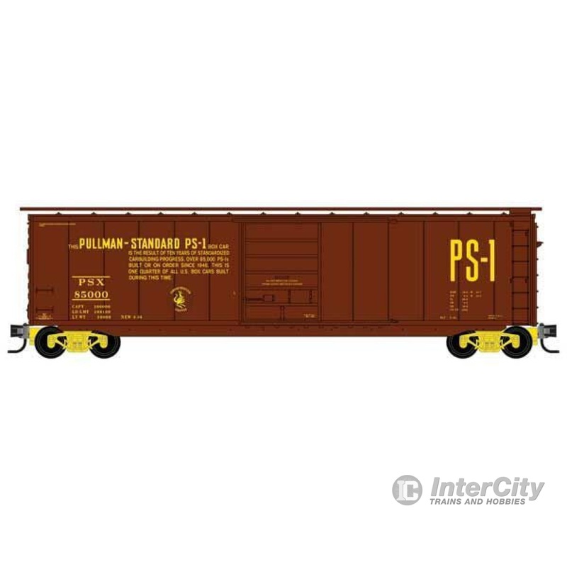 Micro Trains N 3100580 50' Single-Door Boxcar - Ready to Run -- Pullman-Standard #85000 (85,000th PS-1 Boxcar Scheme, Boxcar Red, yellow)