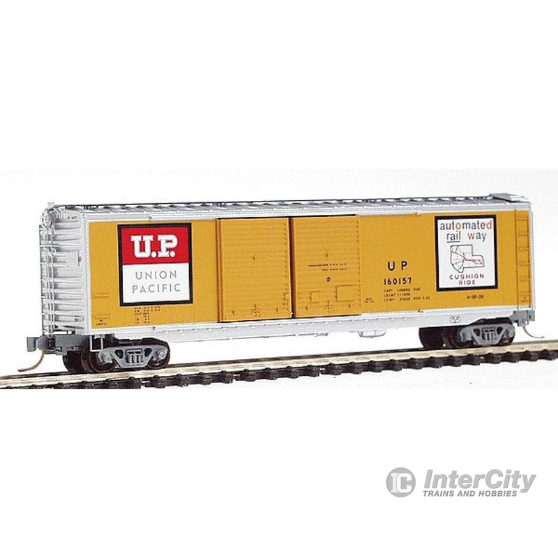 Micro Trains N 34310 50' Standard Double-Door Boxcar -- Union Pacific #160157 (Armour Yellow w/black lettering)