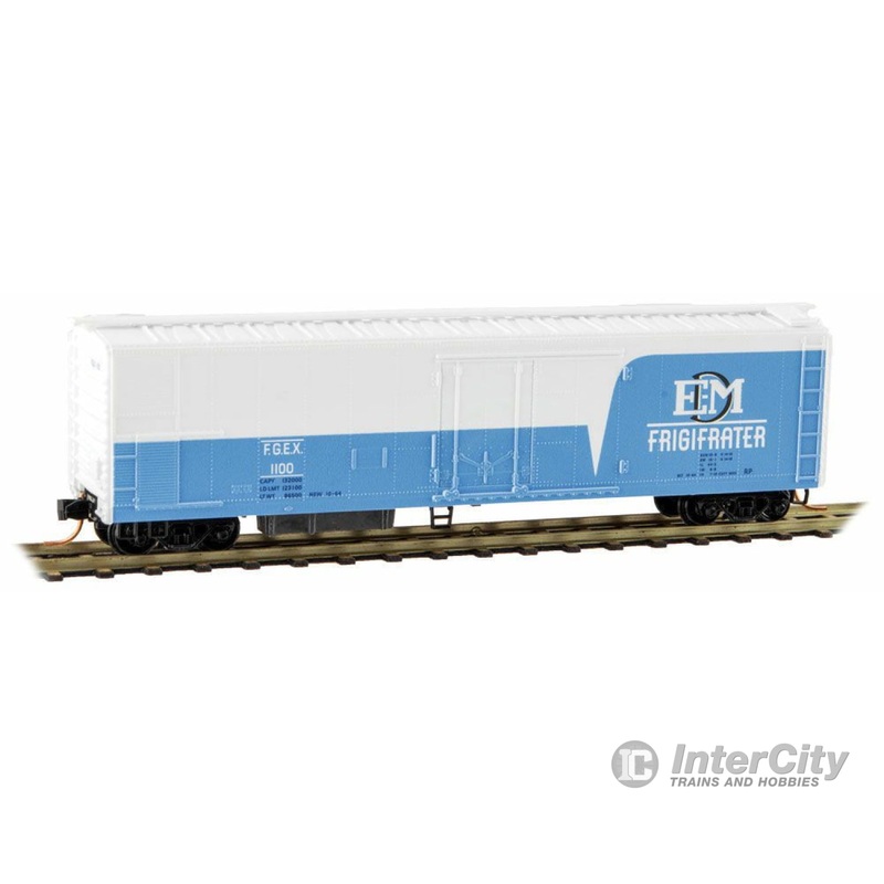 Micro Trains N 6900200 51' 3-3/4" Riveted Side Mechanical Reefer - Ready to Run -- Fruit Growers Express #1100 (EMD Frigifrater Demonstrator, blue, white)