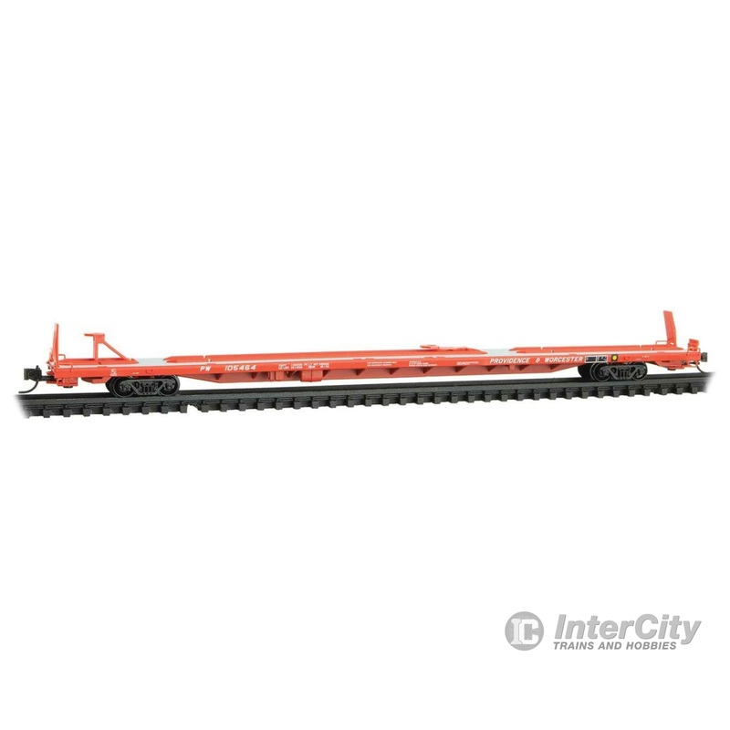Micro Trains N 7100591 89'4" TOFC Intermodal Flatcar - Ready to Run -- Providence & Worcester #105464 (vermillion, white)