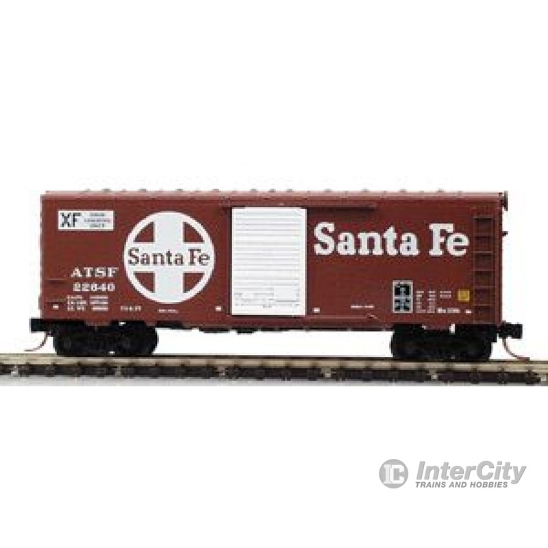 Micro Trains N 73010 40' Standard Boxcar w/Single Door, Full Ladders, No Roofwalk -- Atchison, Topeka & Santa Fe #22640 (Boxcar Red w/white door & lettering)