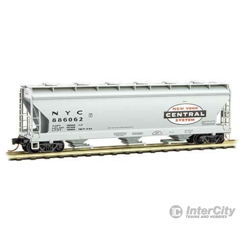 Micro Trains N 9300030 ACF 3-Bay Center Flow Covered Hopper w/Round Hatches - Ready to Run -- New York Central #886062 (gray, black, red, Large Logo)