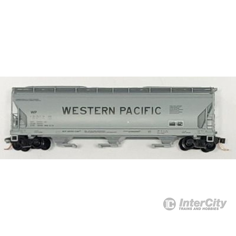 Micro Trains N 9400370 ACF 3-Bay Center Flow Covered Hopper w/Elongated Hatches - Ready to Run -- Western Pacific #12012 (gray, black, Billboard Lettering)