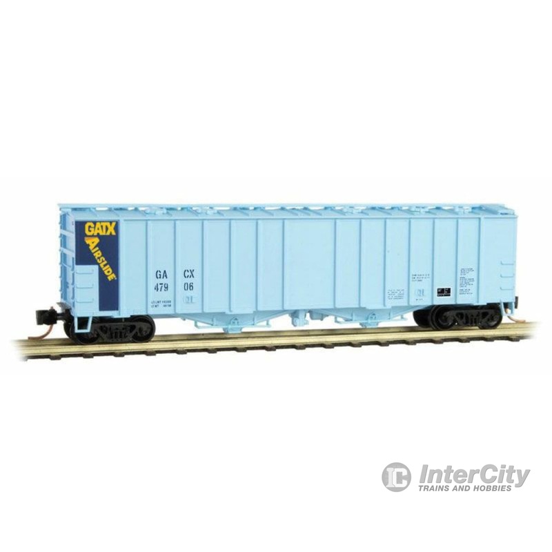 Micro Trains N 9800011 50' Airslide Covered Hopper - Ready to Run -- GATX Leasing GACX #47906 (blue, yellow; GATX Airslide on End)