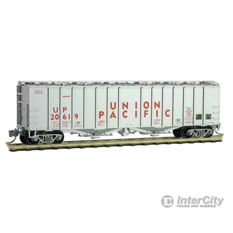 Micro Trains N 9800051 50' Airslide Covered Hopper - Ready to Run -- Union Pacific #20619 (1970s, aluminum, red)