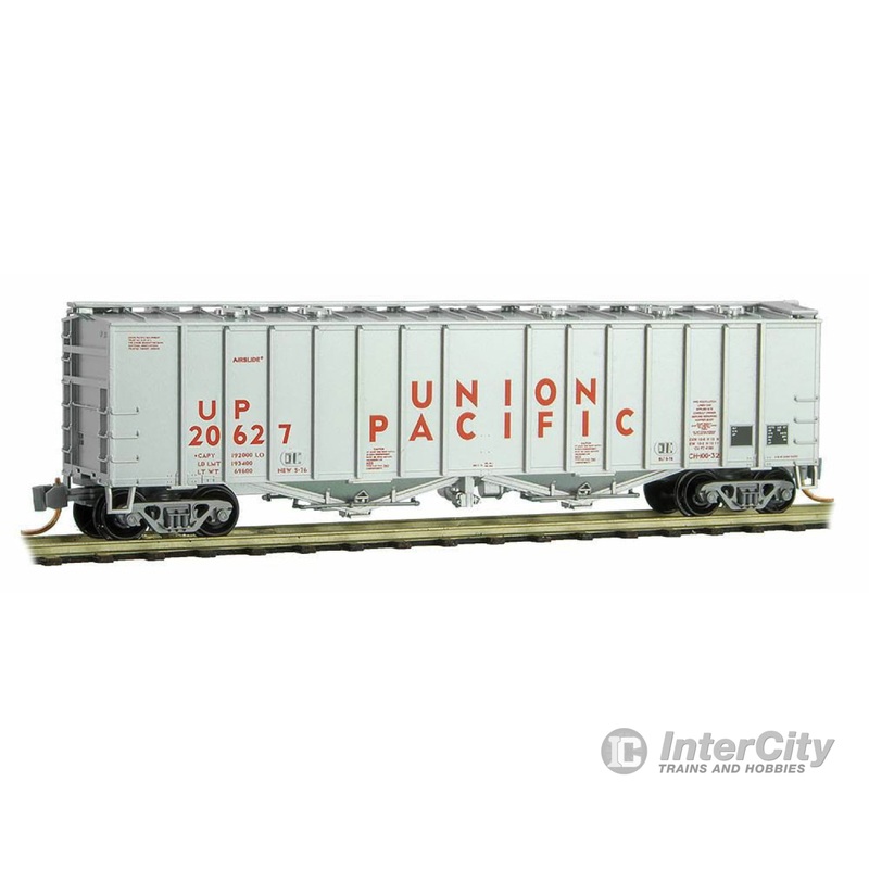 Micro Trains N 9800052 50' Airslide Covered Hopper - Ready to Run -- Union Pacific #20627 (1970s, aluminum, red)