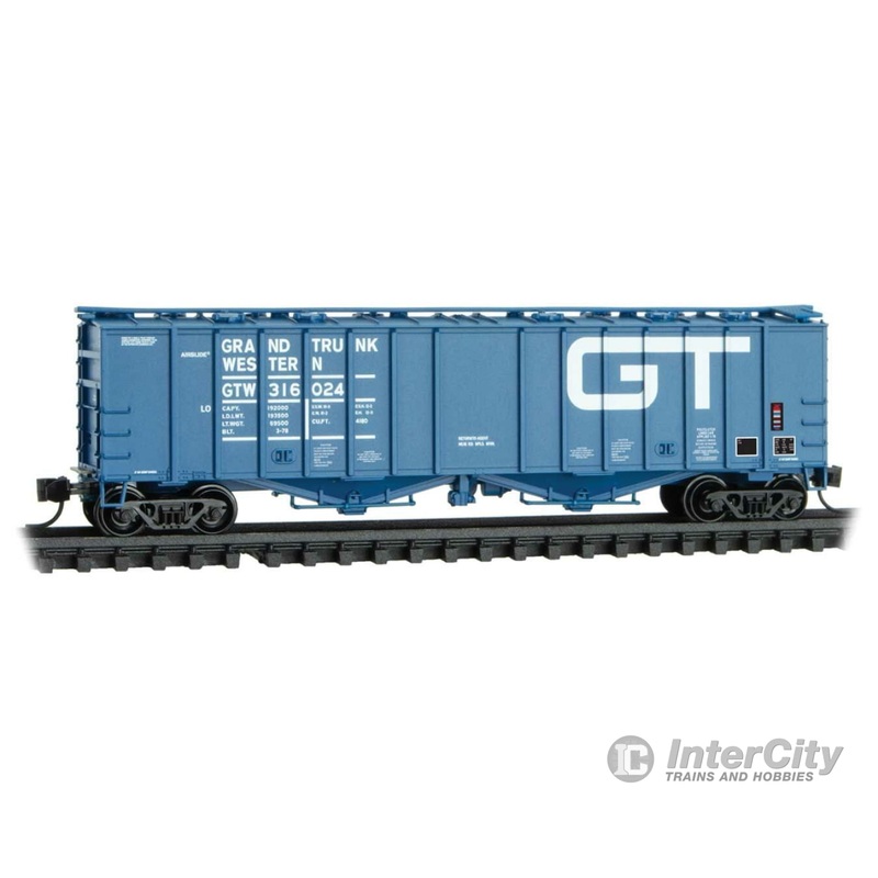 Micro Trains N 9800140 50' Airslide Covered Hopper - Ready to Run -- Grand Trunk Western #316024 (blue, white)