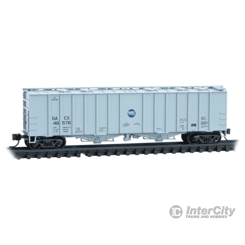 Micro Trains N 9800201 50' Airslide Covered Hopper - Ready to Run -- General American Transportation Corp. GATX #46576 (gray, blue)