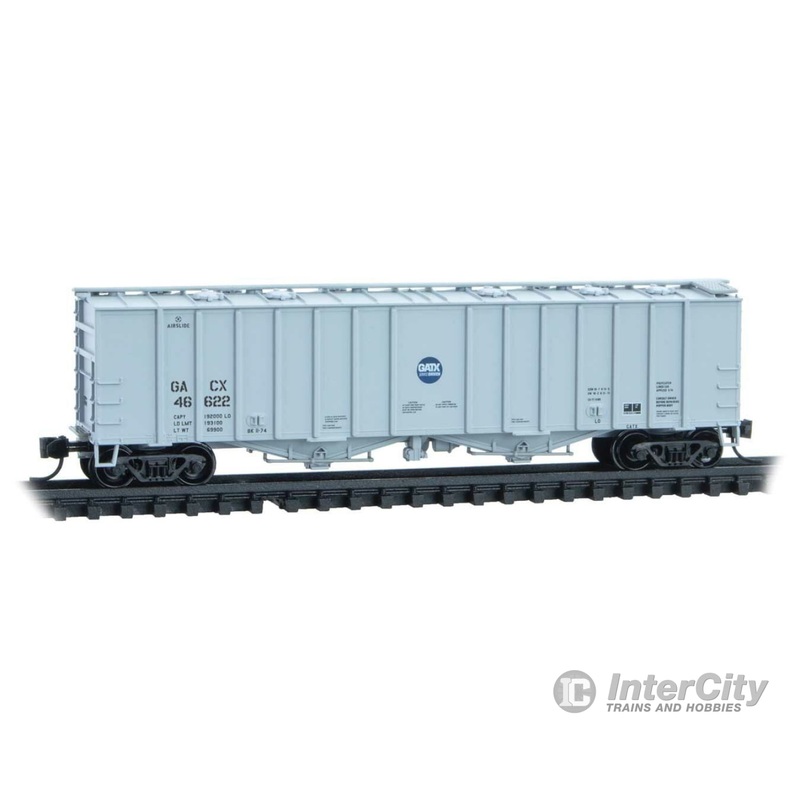 Micro Trains N 9800202 50' Airslide Covered Hopper - Ready to Run -- General American Transportation Corp. GATX #46622 (gray, blue)