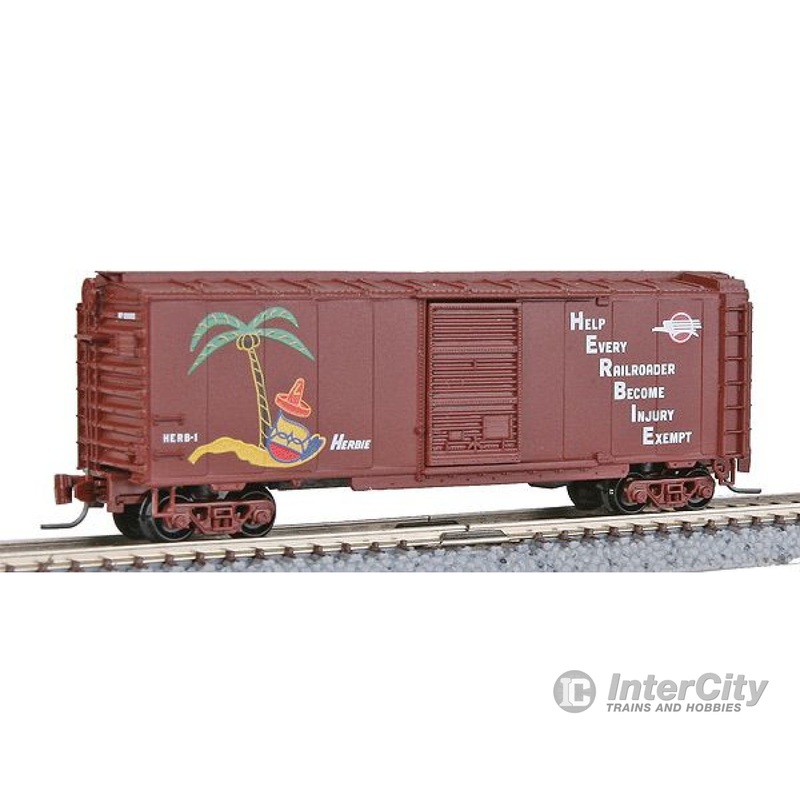 Micro Trains Z 50000610 40' Standard Boxcar w/Sliding Door -- Missouri Pacific #129685 (Boxcar Red, white Lettering, Herbie Grafitti)