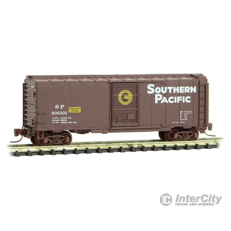 Micro Trains Z 50000991 40' Single-Door Boxcar - Ready to Run -- Southern Pacific 606101 (Boxcar Red, yellow, white, Copper Bar Service)