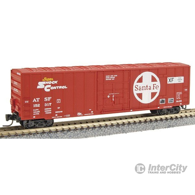 Micro Trains Z 51100021 50' Rib Side Boxcar w/FMC Plug Door -- Atchison, Topeka & Santa Fe #152317 (Red, Large Cross Logo, white)