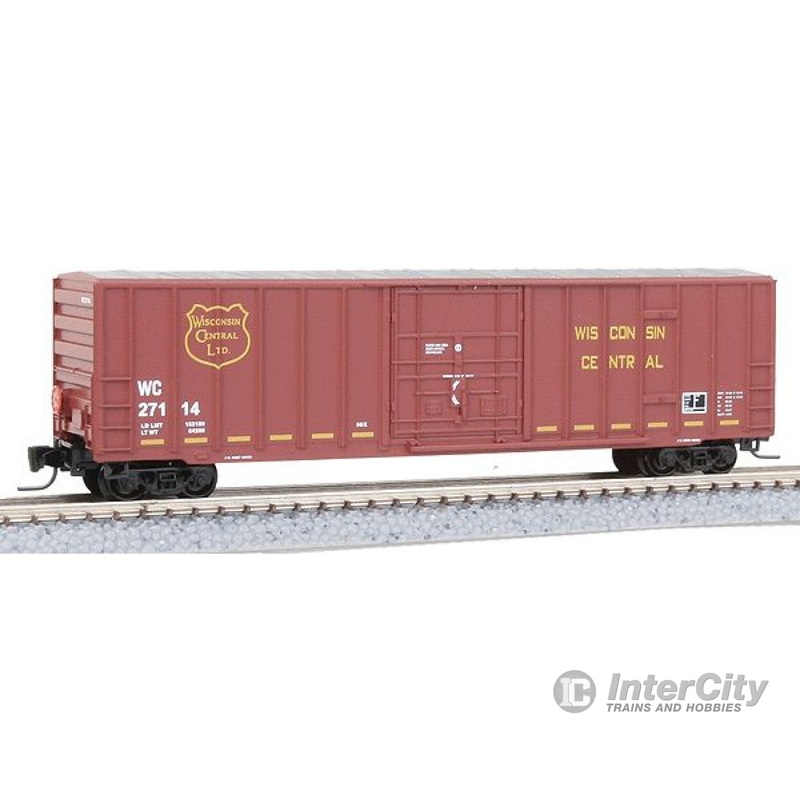 Micro Trains Z 51100092 50' Ribside Plug-Door Boxcar w/FMC Doors, No Roofwalk - Ready to Run -- Wisconsin Central #27114 (maroon)
