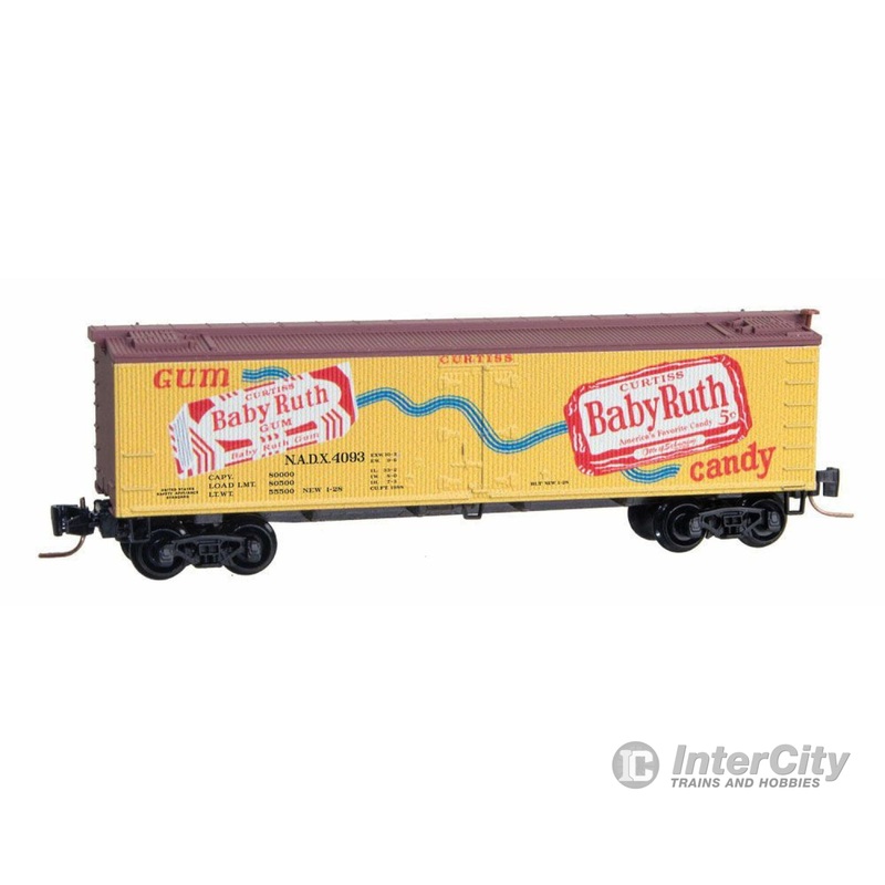 Micro Trains Z 51800350 40' Wood-Sheathed Ice Reefer - Ready to Run -- Nestle Baby Ruth NADX #4093 (yellow, Boxcar Red, red, #1 in Nestle Series)