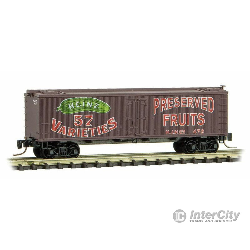 Micro Trains Z 51800470 40' Wood-Sheathed Ice Reefer - Ready to Run -- Heinz 472 (Boxcar Red, red, green, Preserved Fruits, Heinz Series 2)