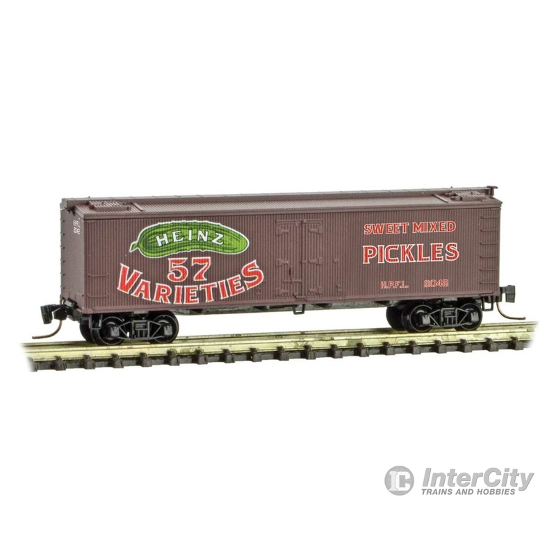 Micro Trains Z 51800550 40' Wood-Sheathed Ice Reefer - Ready to Run -- Heinz 2042 (Boxcar Red, red, Billboard 57, green, Mixed Pickles, Series Car
