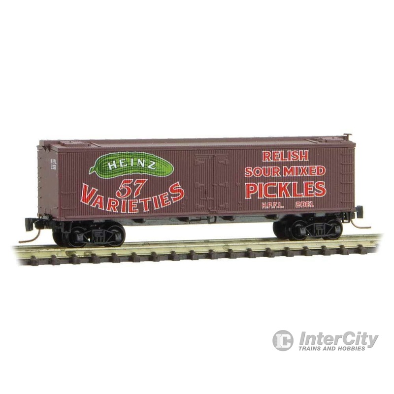 Micro Trains Z 51800560 40' Wood-Sheathed Ice Reefer - Ready to Run -- Heinz 2061 (Boxcar Red, red, Billboard 57, green, Mixed Pickles, Series Car