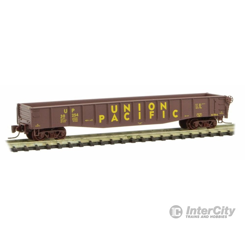 Micro Trains Z 52200291 50' Fishbelly Drop-End Gondola - Ready to Run -- Union Pacific #30254 (Boxcar Red, yellow)