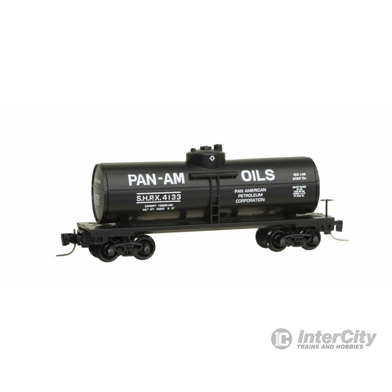 Micro Trains Z 53000408 40' Single-Dome Tank Car - Ready to Run -- Pan-Am Oils SHPX #4133 (Tank Car Series #8, black, white)