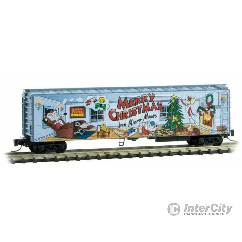 Micro Trains Z 54800080 51' Riveted-Side Mechanical Reefer - Ready to Run -- Micro-Mouse 2016 (blue w/Full Color Christmas Graphics)