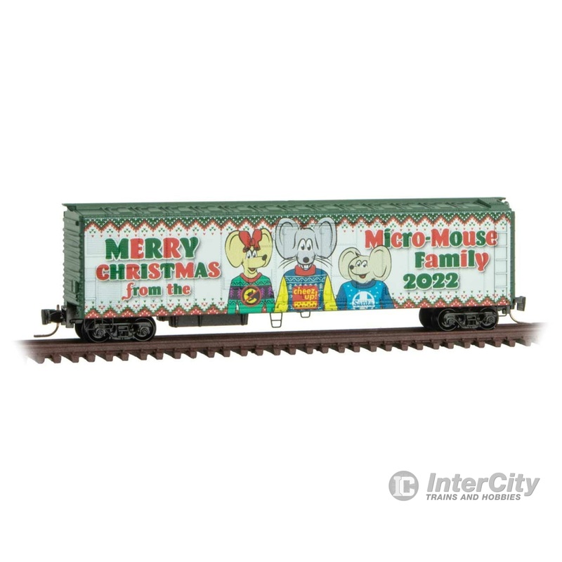 Micro Trains Z 54800150 51' Riveted-Side Mechanical Reefer - Ready to Run -- 2022 Micro-Mouse Christmas (white, green, red)