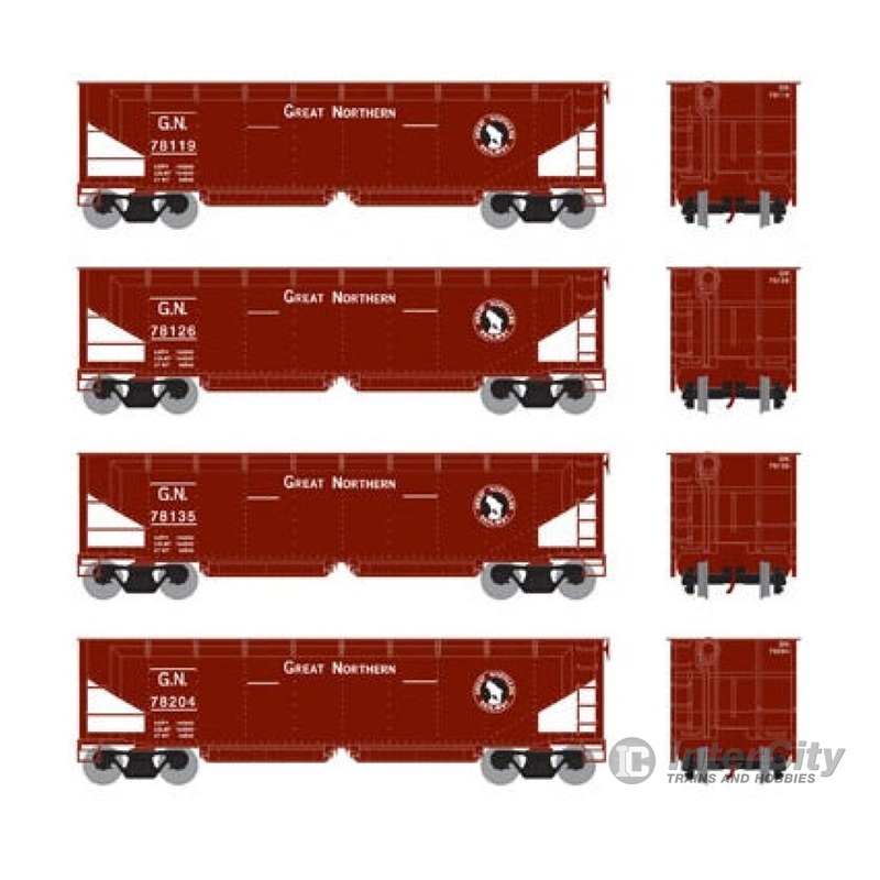 Athearn ATH14520 HO Ballast Hopper Great Northern Four Car Set