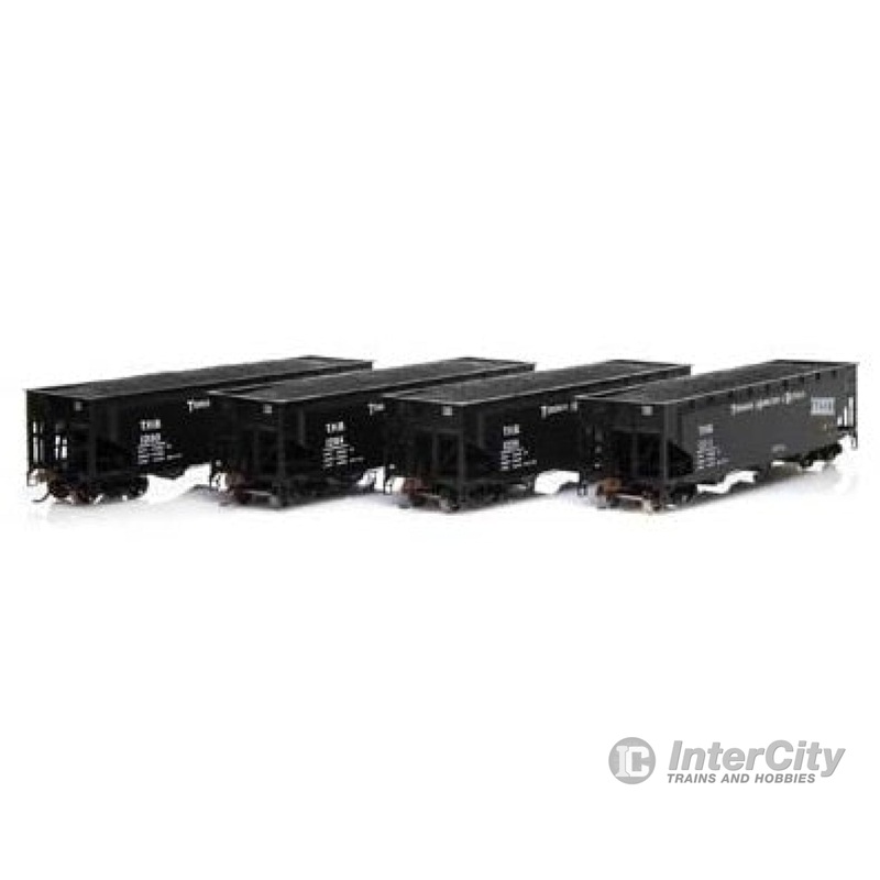 Athearn ATH7038 HO Triple Bay Offset Side Hopper 40' 3-Bay Offset Hopper w/Load, TH&B (4 Pack #1)