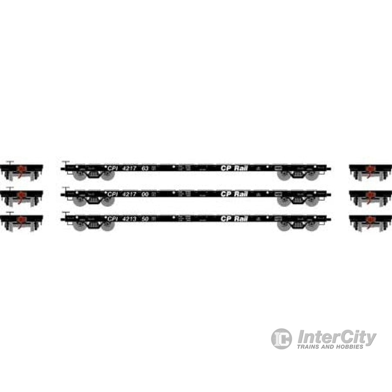Athearn ATH97077 HO 60 Foot Flat Car 60' Flat Car, CP Rail (3 pack)