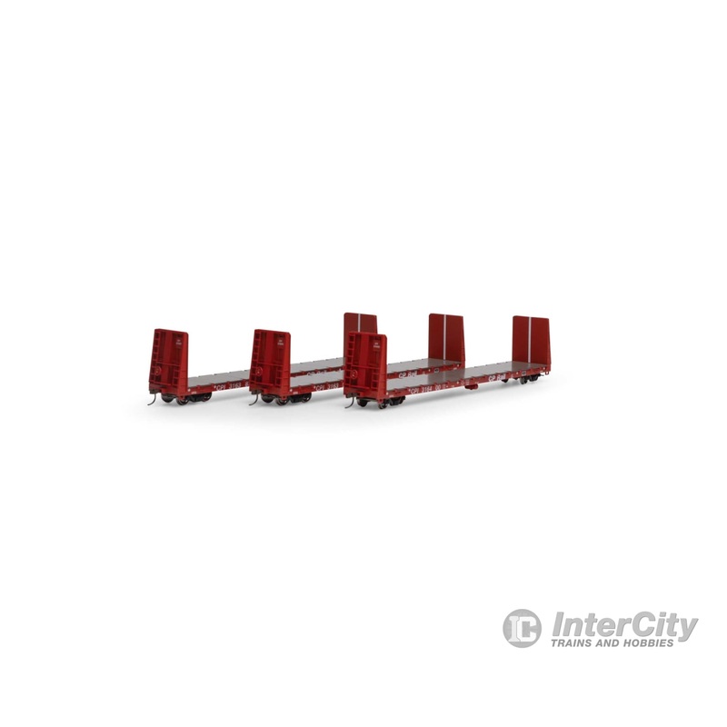 Athearn HO ATH17072 Athearn ATH17072 RTR 60' Bulkhead Flat Car - Canadian Pacific (3) HO Scale