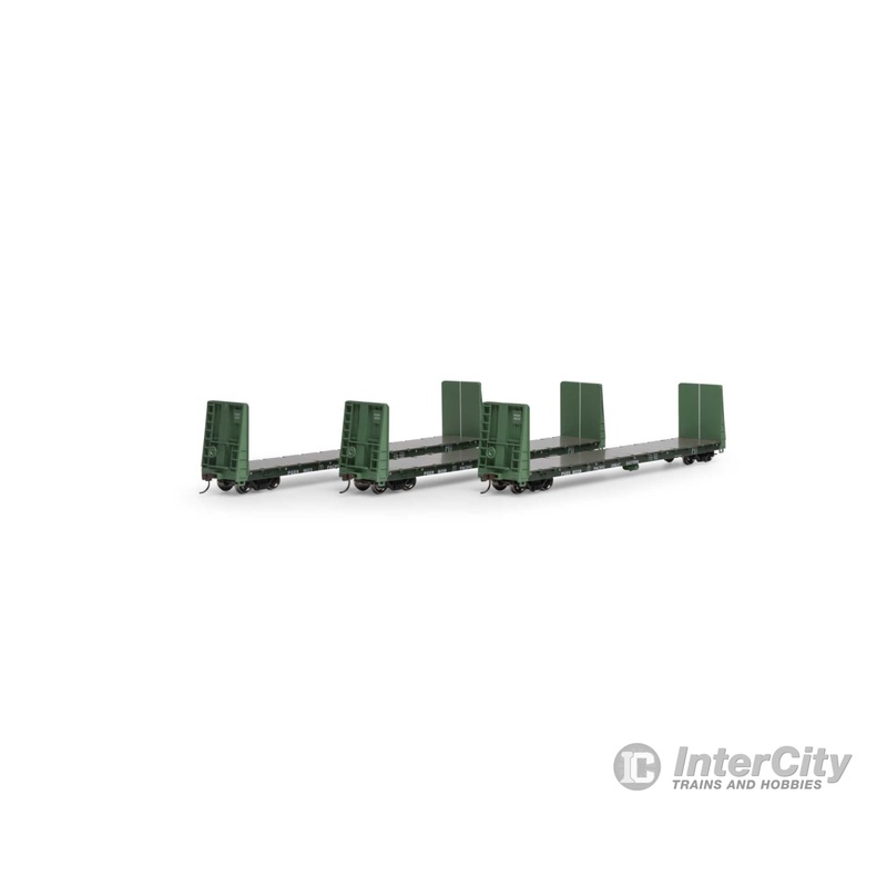 Athearn HO ATH17080 60' Bulkhead Flat Car - Pacific Great Eastern (3-Pack)