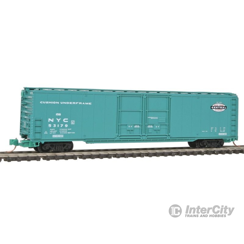Micro Trains N 12200040 Greenville 60' Double-Door Boxcar w/41' 3" Wheelbase - Ready to Run -- New York Central #53179 (Jade Green, Small Logo)